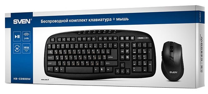 Клавиатура и мышь SVEN KB-C3600W Black USB (фото modal 10)