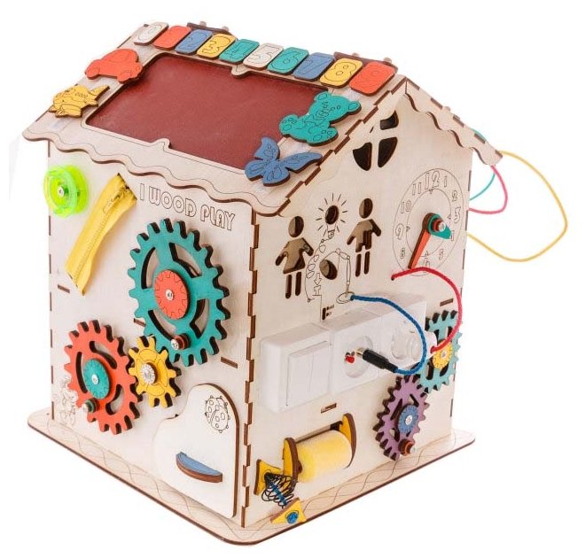 Развивающая игрушка IWOODPLAY Бизидом с электрикой 30х30х40 (фото modal 4)