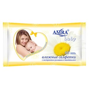 Влажные салфетки Amra Baby с экстрактом ромашки и пантенолом (фото modal nav 1)