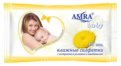 Влажные салфетки Amra Baby с экстрактом ромашки и пантенолом (фото modal 1)