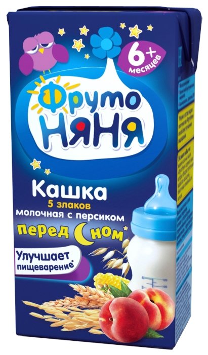 Каша ФрутоНяня молочная 5 злаков с персиком (с 6 месяцев) 200 мл (фото modal 1)