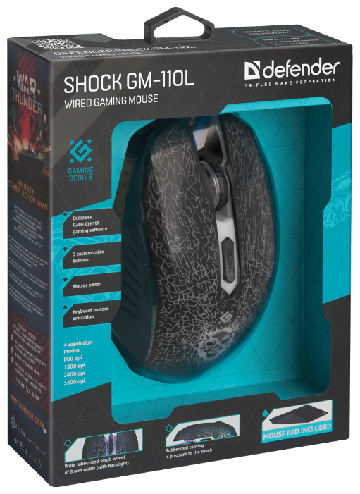 Мышь Defender Shock GM-110L Black USB (фото modal 14)