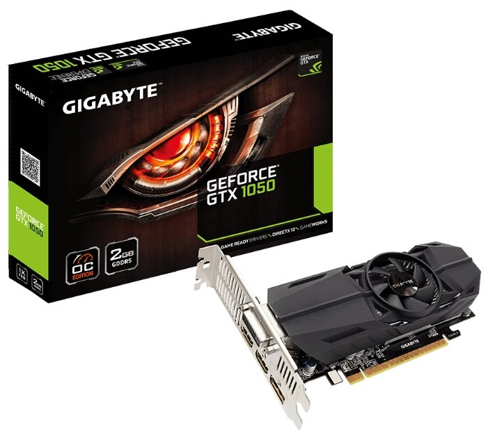Видеокарта GIGABYTE GeForce GTX 1050 1392MHz PCI-E 3.0 2048MB 7008MHz 128 bit DVI 2xHDMI HDCP OC Low Profile (фото modal 1)