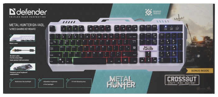 Клавиатура Defender Metal Hunter GK-140L RU Silver USB (фото modal 3)