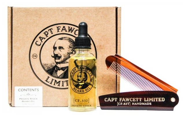 Captain Fawcett Набор для бороды и усов Beard Oil & Folding Pocket Beard Comb (фото modal 1)