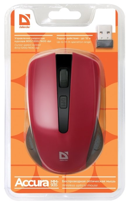 Мышь Defender Accura MM-935 Red USB (фото modal 4)
