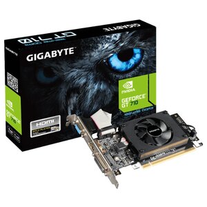 Видеокарта GIGABYTE GeForce GT 710 954MHz PCI-E 2.0 1024MB 1800MHz 64 bit DVI HDMI HDCP (фото modal nav 1)