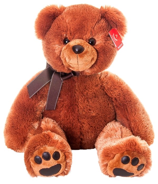 Мягкая игрушка Aurora Медведь тёмно-коричневый с коричневым бантиком 70 см (фото modal 1)