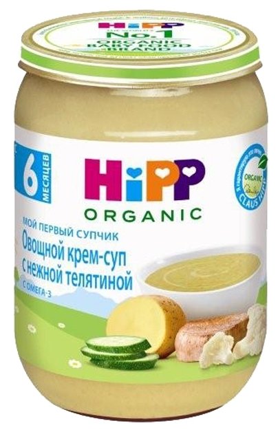 Пюре HiPP овощной крем-суп с нежной телятиной (с 6 месяцев) 190 г, 1 шт (фото modal 1)