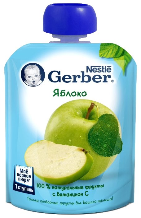 Пюре Gerber яблоко (с 4 месяцев) 90 г, 1 шт. (фото modal 1)