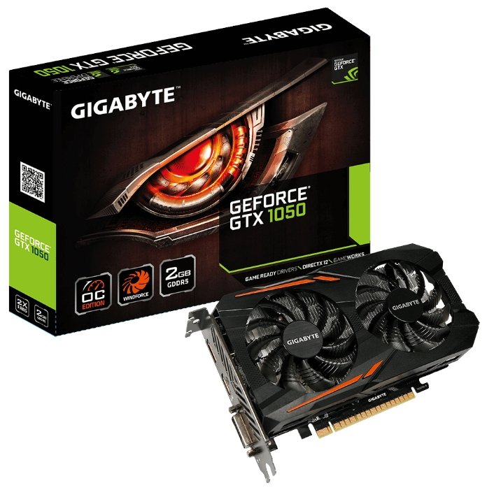Видеокарта GIGABYTE GeForce GTX 1050 1379MHz PCI-E 3.0 2048MB 7008MHz 128 bit DVI HDMI HDCP OC (фото modal 1)