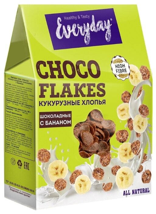 Готовый завтрак Everyday Хлопья кукурузные шоколадные с бананом, коробка (фото modal 1)