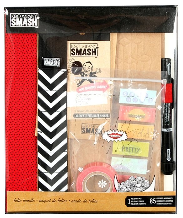Набор для создания альбома K&Company 20х26 см, 86 предметов, Smash: Red Folio (фото modal 1)