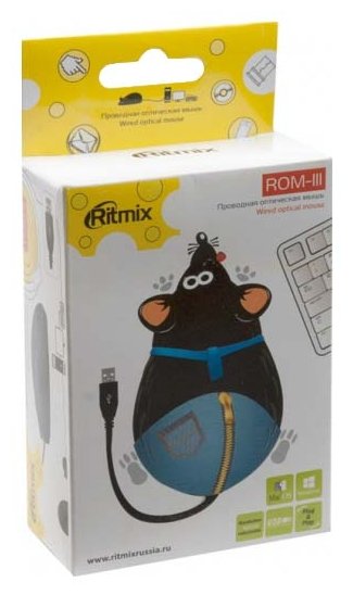 Мышь Ritmix ROM-111 Black-Red USB (фото modal 2)