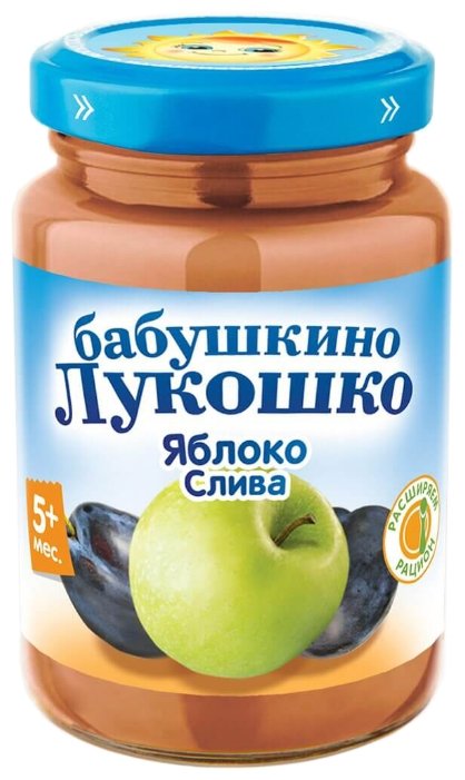 Пюре Бабушкино Лукошко яблоко-слива (с 5 месяцев) 200 г, 1 шт. (фото modal 1)