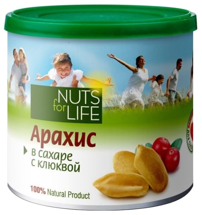 Арахис Nuts for Life в сахаре с клюквой, пластиковая банка 115 г (фото modal 1)