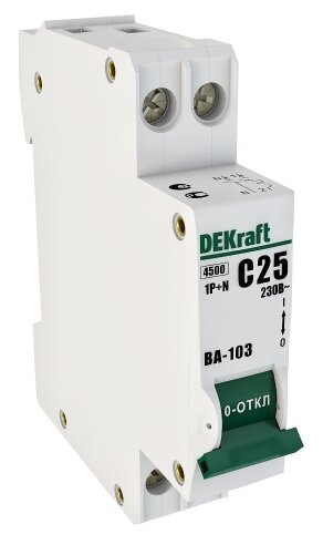 Автоматический выключатель DEKraft ВА-103 1P+N (C) 4,5kA (фото modal 1)