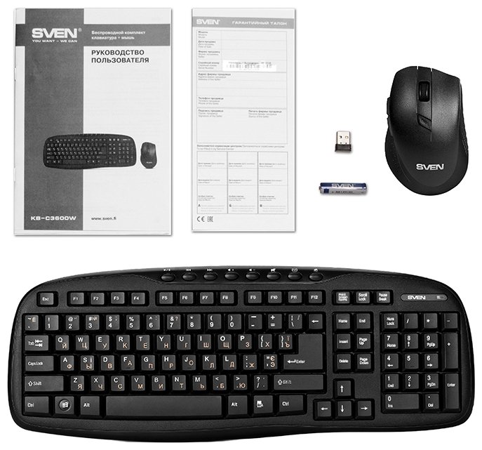 Клавиатура и мышь SVEN KB-C3600W Black USB (фото modal 9)
