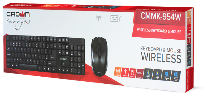 Клавиатура и мышь CROWN CMMK-954W Black USB (фото modal 7)