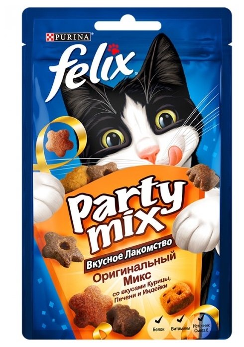 Лакомство для кошек Felix Party Mix Оригинальный микс со вкусом курицы, печени и индейки (фото modal 1)