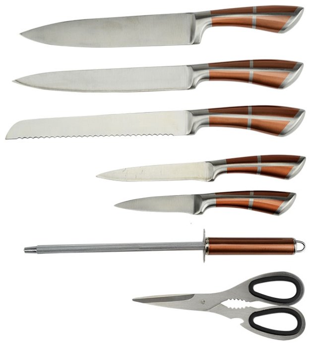 Набор Alpenkok 5 ножей, ножницы и мусат с подставкой АК-2090 (фото modal 2)