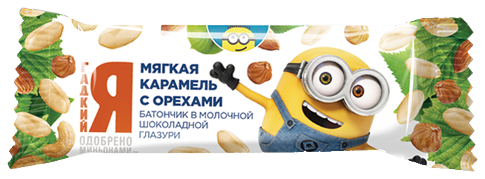 Батончик Московская ореховая компания Миньоны мягкая карамель с орехами, 40 г (фото modal 1)