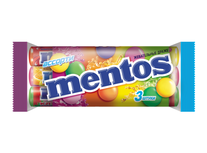Жевательное драже Mentos 3-пэк Ассорти со вкусами 