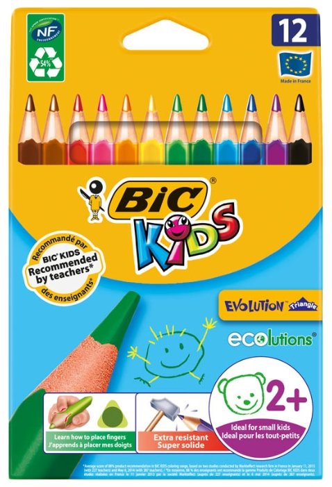 BIC Цветные карандаши Evolution Triangle 12 цветов (8297356) (фото modal 1)