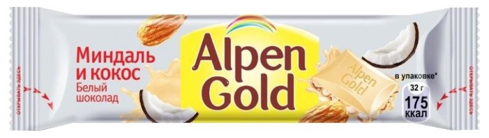 Батончик Alpen Gold миндаль и кокос, 32 г, коробка (фото modal 1)