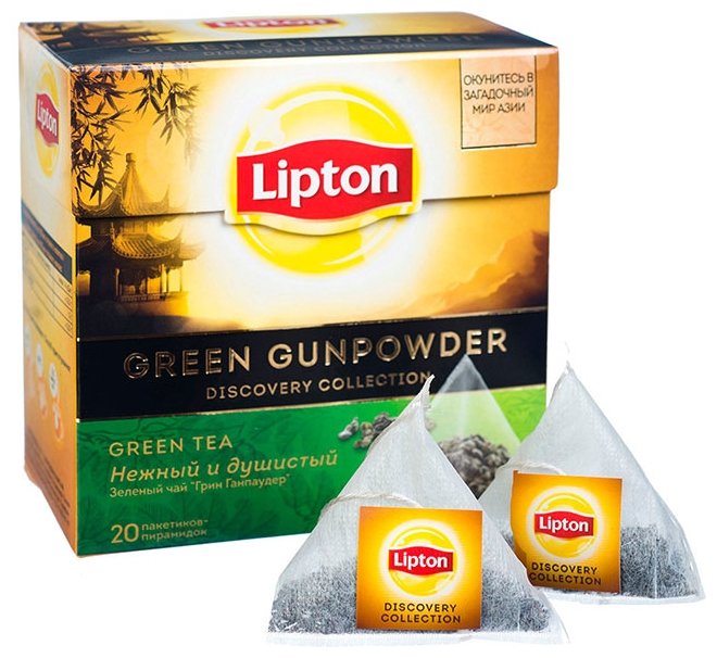 Чай зеленый Lipton Green Gunpowder ароматизированный в пирамидках (фото modal 4)