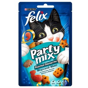 Лакомство для кошек Felix Party Mix Морской микс со вкусом лосося, трески и форели (фото modal nav 1)
