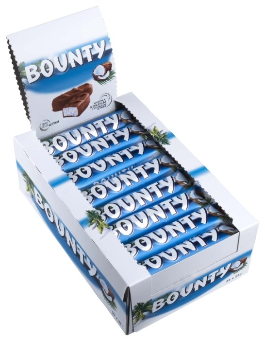 Батончик Bounty с нежной мякотью кокоса, 55 г, коробка (фото modal 1)