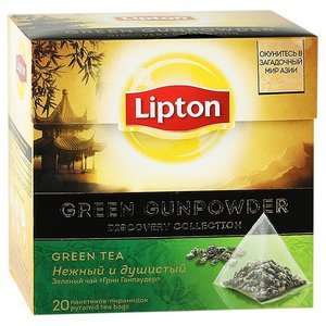 Чай зеленый Lipton Green Gunpowder ароматизированный в пирамидках (фото modal nav 1)