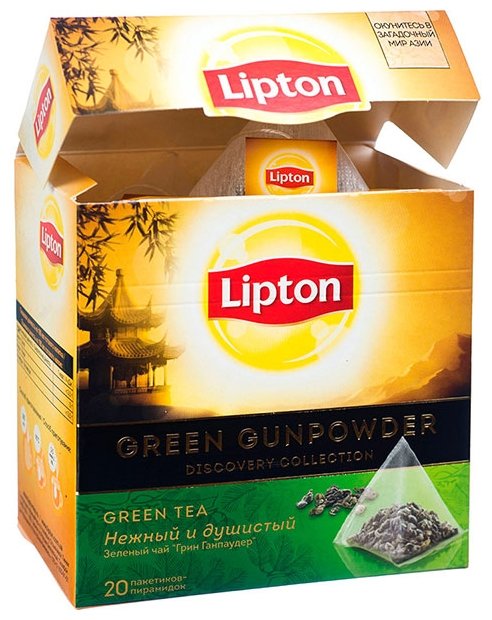 Чай зеленый Lipton Green Gunpowder ароматизированный в пирамидках (фото modal 3)