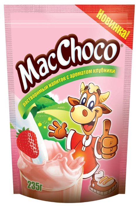 MacChoco Какао-напиток растворимый с ароматом клубники, пакет (фото modal 1)
