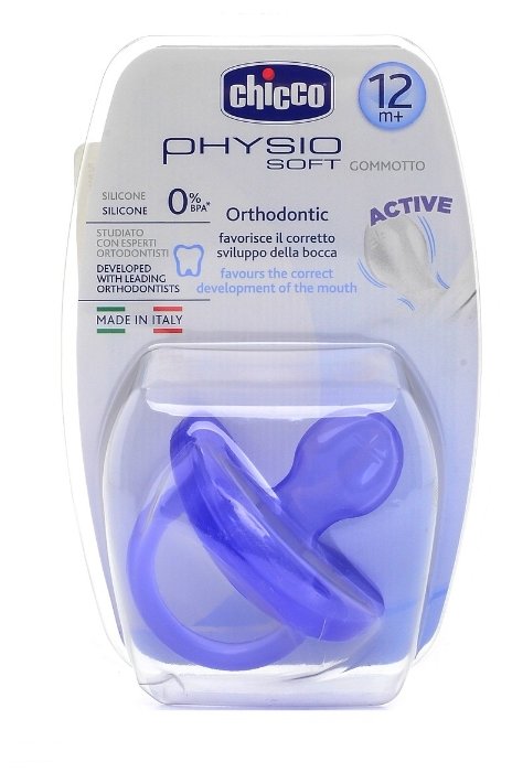 Пустышка силиконовая ортодонтическая Chicco Physio Soft 12+ (1 шт) (фото modal 3)