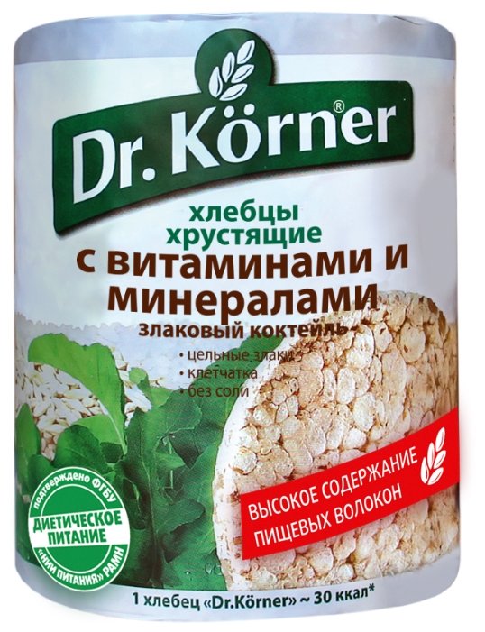 Хлебцы мультизлаковые Dr. Korner злаковый коктейль с витаминами и минералами 100 г (фото modal 1)