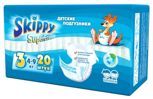 Skippy подгузники Super Econom 3 (4-9 кг) 20 шт. (фото modal 1)