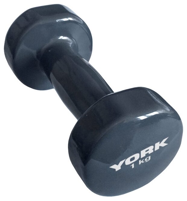 Гантель цельнолитая York Fitness DBY300 B26315g 1 кг серая (фото modal 1)