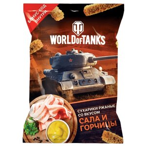 United Food Group сухарики World of Tanks пшенично-ржаные со вкусом сала с горчицей, 90 г (фото modal nav 1)