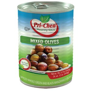 Pri-Chen Микс:оливки и маслины Мансанилья с косточкой, жестяная банка 560 г (фото modal nav 1)