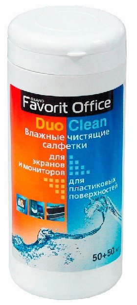 Favorit Office Duo Clean влажные салфетки 100 шт. для экрана, для оргтехники (фото modal 1)