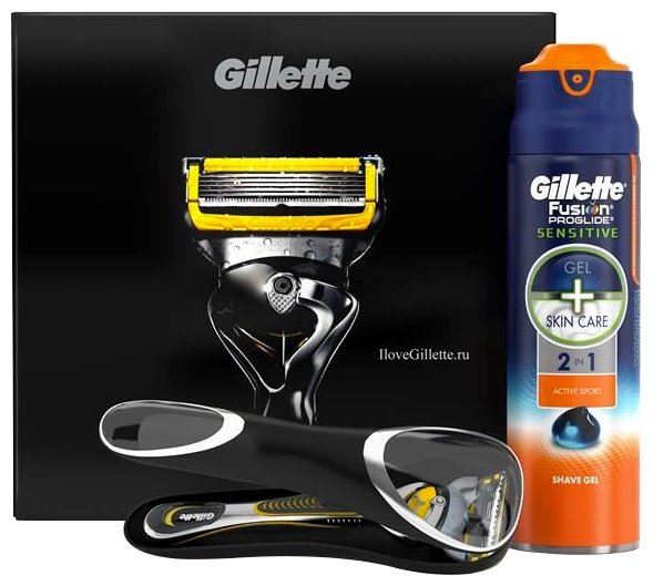 Набор Gillette футляр, гель для бритья Fusion ProGlide Sensitive, бритва Fusion ProShield (фото modal 1)