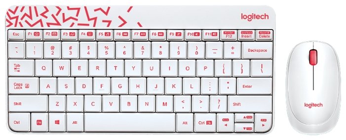 Клавиатура и мышь Logitech MK240 Nano White-Red USB (фото modal 2)