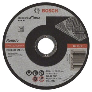 Диск отрезной 125x1x22.23 BOSCH Standard for Inox - Rapido 2608603171 (фото modal nav 1)