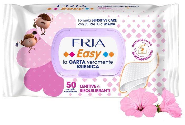 Влажная туалетная бумага FRIA Easy Sensitive Care formula с экстрактом мальвы (фото modal 2)