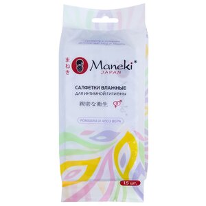Maneki Влажные салфетки для интимной гигиены Kaiteki с алоэ и ромашкой, 15 шт (фото modal nav 1)
