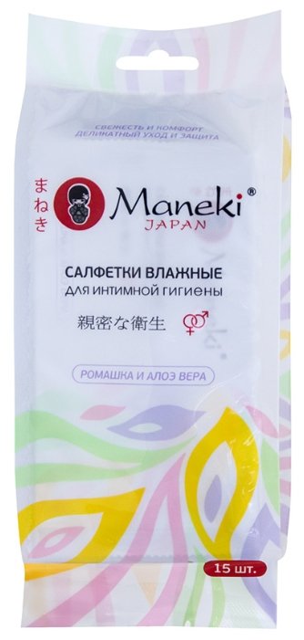 Maneki Влажные салфетки для интимной гигиены Kaiteki с алоэ и ромашкой, 15 шт (фото modal 1)
