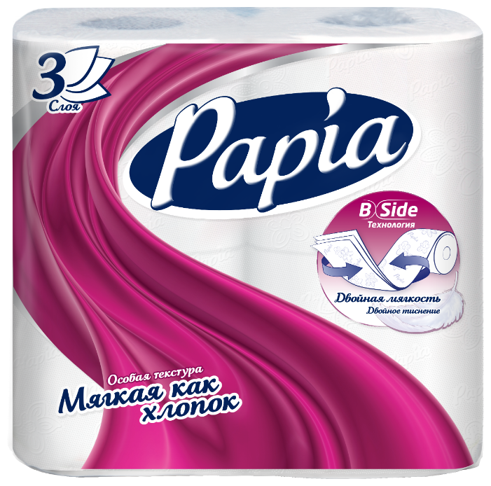 Туалетная бумага Papia белая трёхслойная (фото modal 1)
