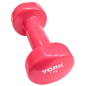Гантель цельнолитая York Fitness DBY100 B26315p 1 кг розовая (фото modal nav 1)